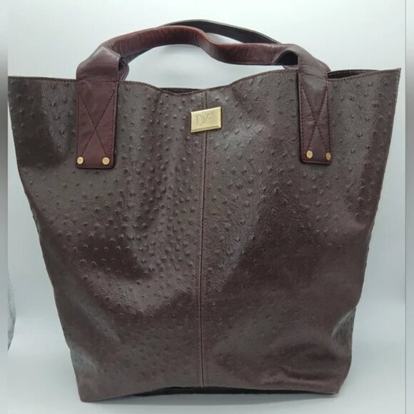 Diane Von Furstenberg Handbags - Diane von Furstenberg Leather Ostrich Embossed Addison Tote​